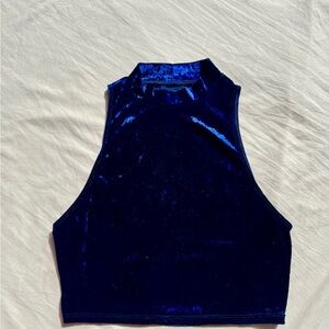 Velvet Sleeveless Blue Top